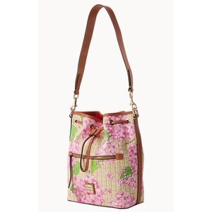 Dooney & Bourke Handbag Women OS Pink New Hydrangea Drawstring Bucket Bag D1523